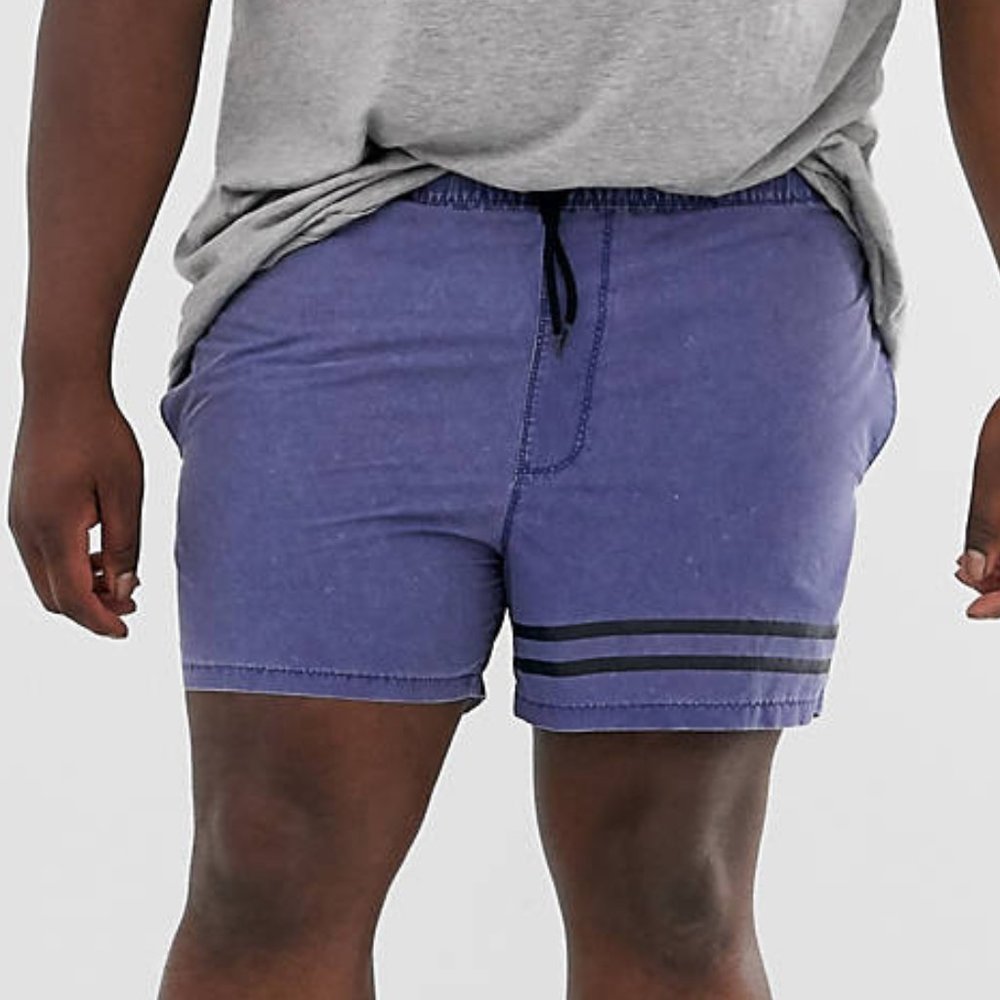 ASOS Design Plus Swim Short in Blue Acid Wash